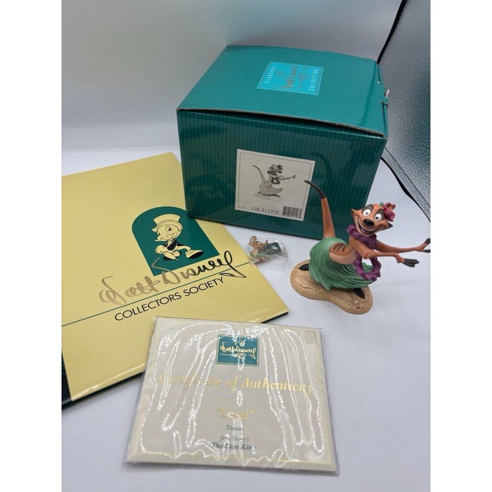 AUTHENTIC WDCC Timon "Luau" Disney The Lion King Figurine + Pin COMPLETE BOX